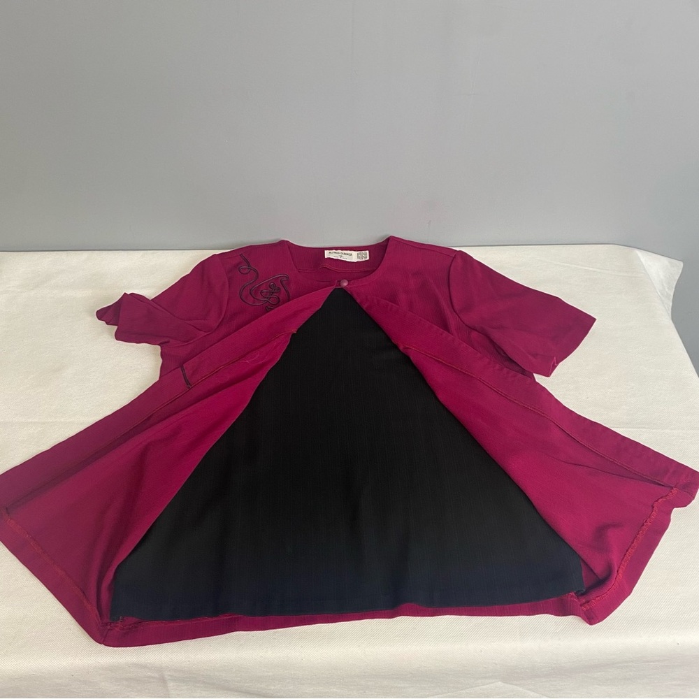 Alfred Dunner Deep Raspberry Open-Front Short Sleeve Tunic - Picture 12 of 12